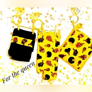 African American oven mitt and dish towel set with bamboo spoon and cookie sheet